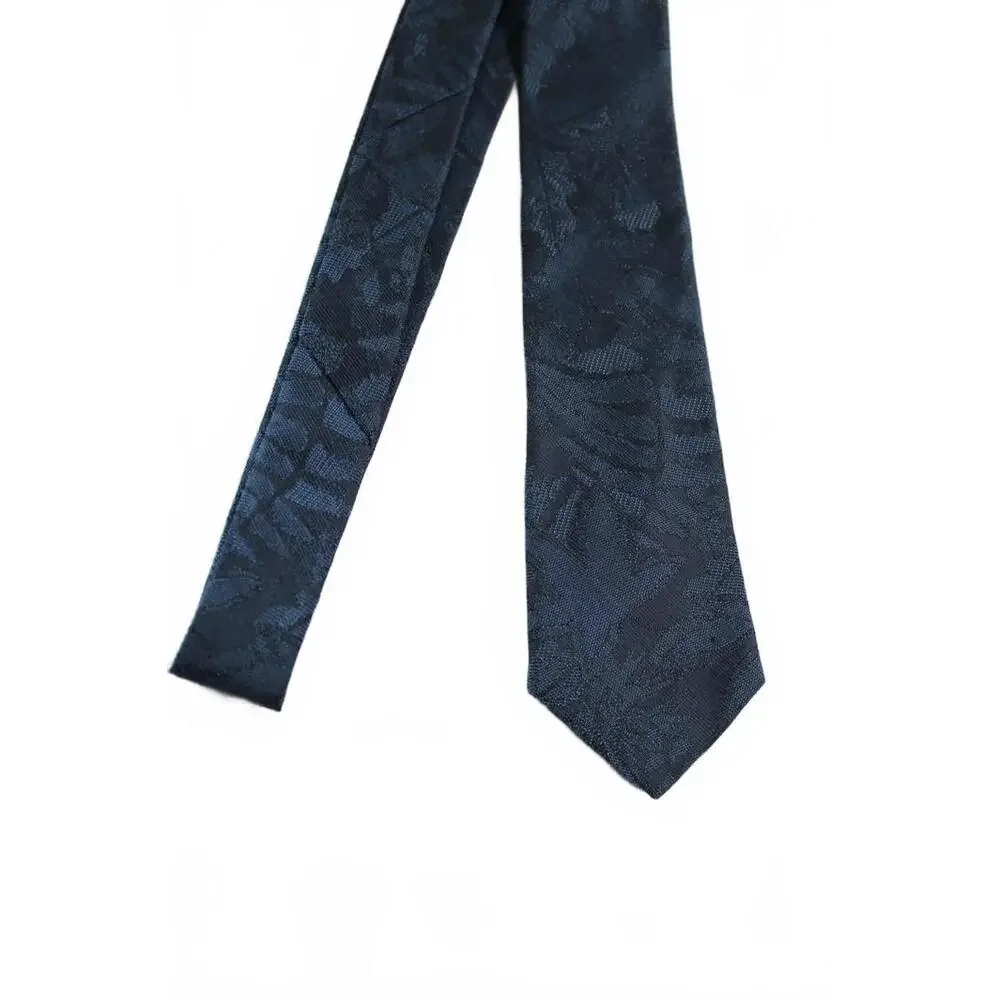 80s BUGLE BOY Hipster Skinny Boys Necktie, Blue Jacquard, 2.75 X 53
